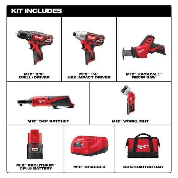 Milwaukee M12 12-Volt Cordless Combo Kit 2498-25 - Cheap Fitting