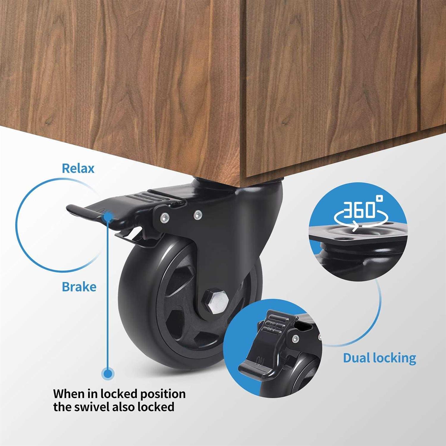 YAEMIKY 5 Inch Caster Wheels with Brake 2200lbs,Heavy Duty Casters Set Of 4,Swivel Plate Casters with Double Ball Bearings,Premi - Cheap Fitting