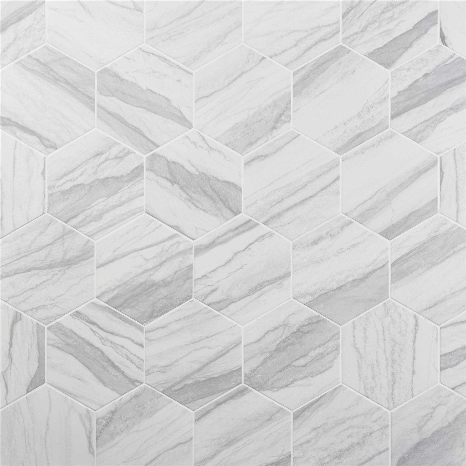 Marble Hex 10.15 in. x 11.41 in. Matte Porcelain Floor and Wall Tile Ivy Hill Tile - Cheap Fitting