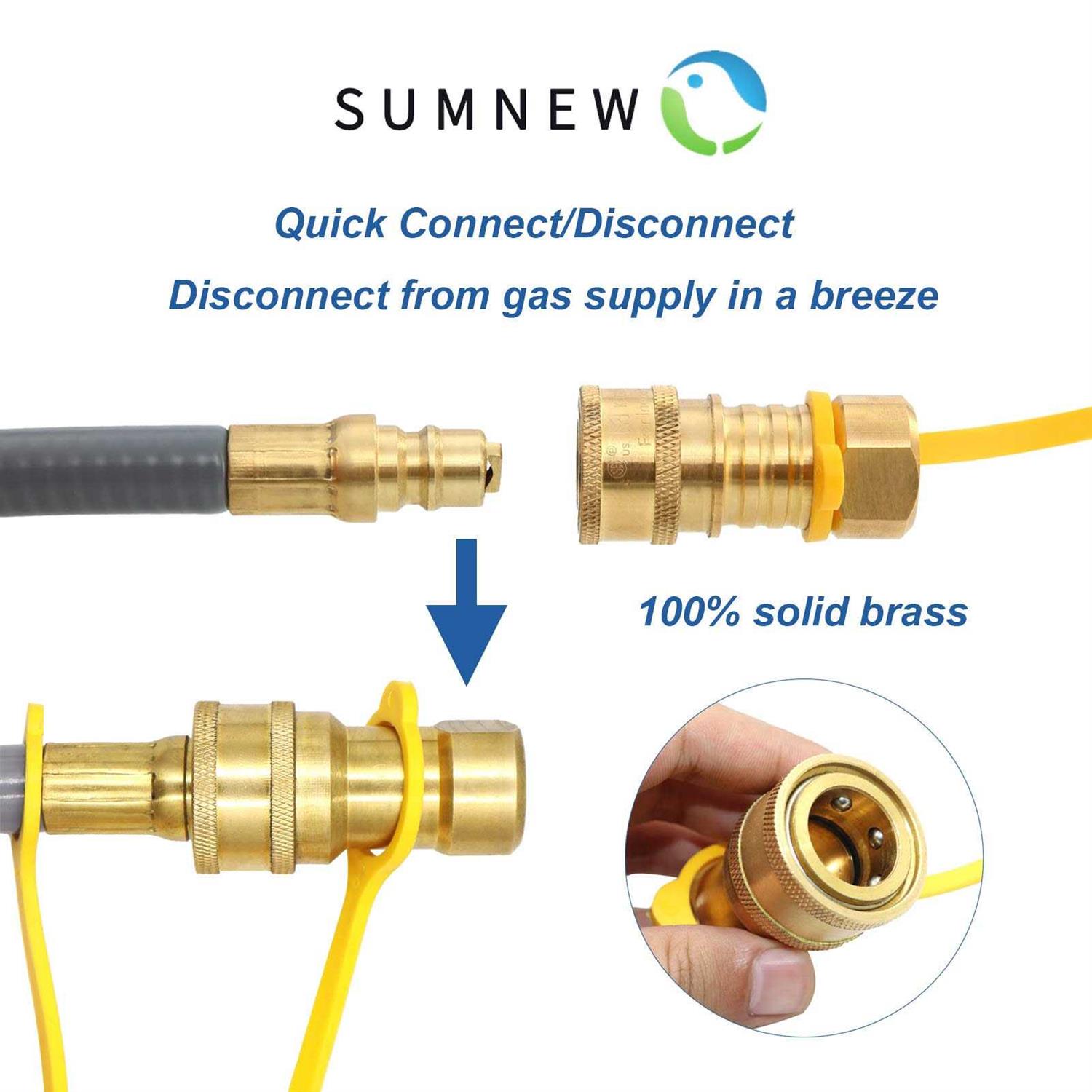 SUMNEW 1/2-Inch Natural Gas Hose with Quick Connect Fitting for BBQ, Grill, Pizza Oven, Patio Heater and More NG Appliance - Cheap Fitting