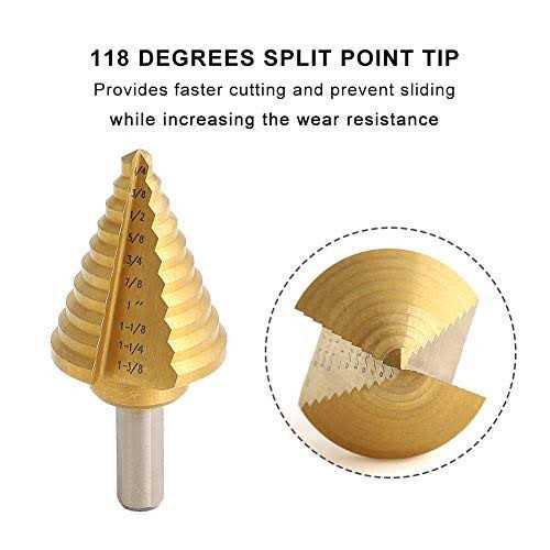 COMOWARE Step Drill Bit Titanium Coated Double Cutting Blades - Cheap Fitting