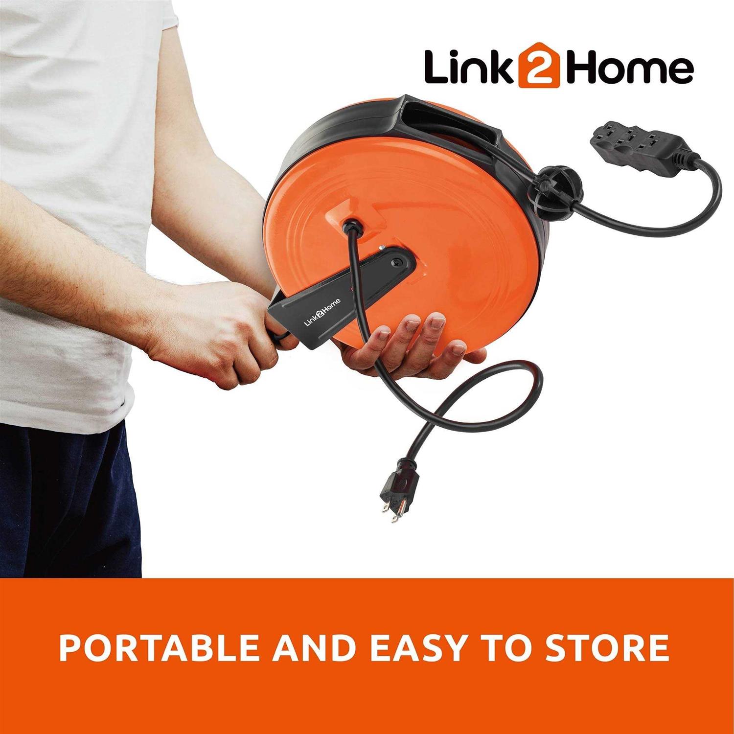 Link2Home 30 ft Retractable Extension Cord Reel, Ceiling or Wall Mount 16/3 Gauge - Cheap Fitting