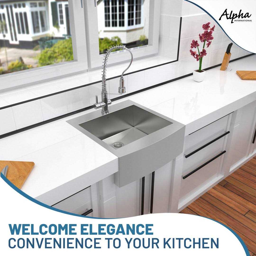 Alpha International AP2424-9 Top Mount Apron Front 24 Farmhouse/Apron Kitchen Sink - Cheap Fitting
