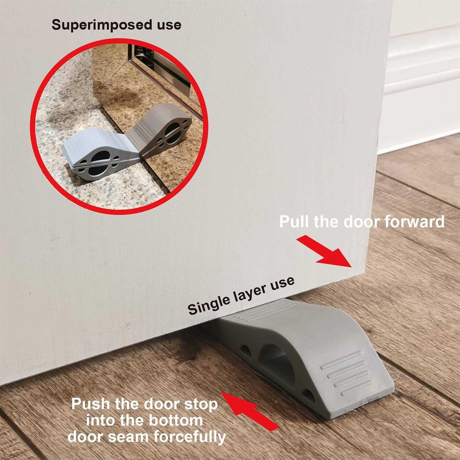 ASHGOOB 3 Pack Rubber Door Stopper/Stop with Door Holder, Door Wedge Stopper Floor Works On Multi Floor Surfaces, Door Security And Jammer Suitable For Door - Cheap Fitting