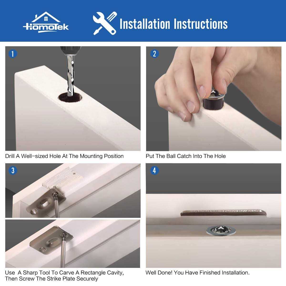 Homotek 2 Pack Drive in Ball Catch with Strike Plate for Closet Doors - Cheap Fitting