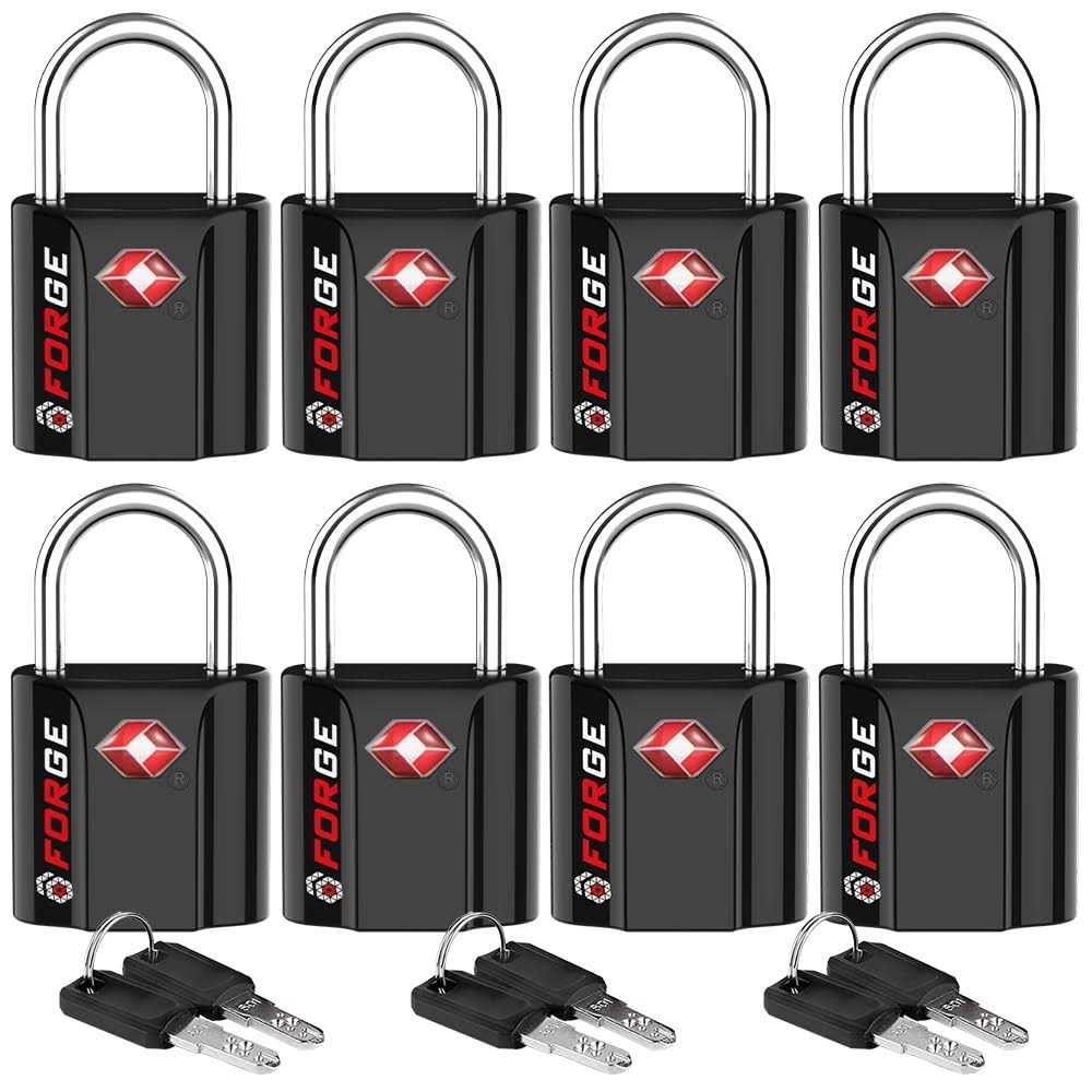 Forge Black 4 Pack TSA Approved Travel Luggage Locks Ultra-Secure Dimple Key Travel Locks with Zinc Alloy Body - Cheap Fitting