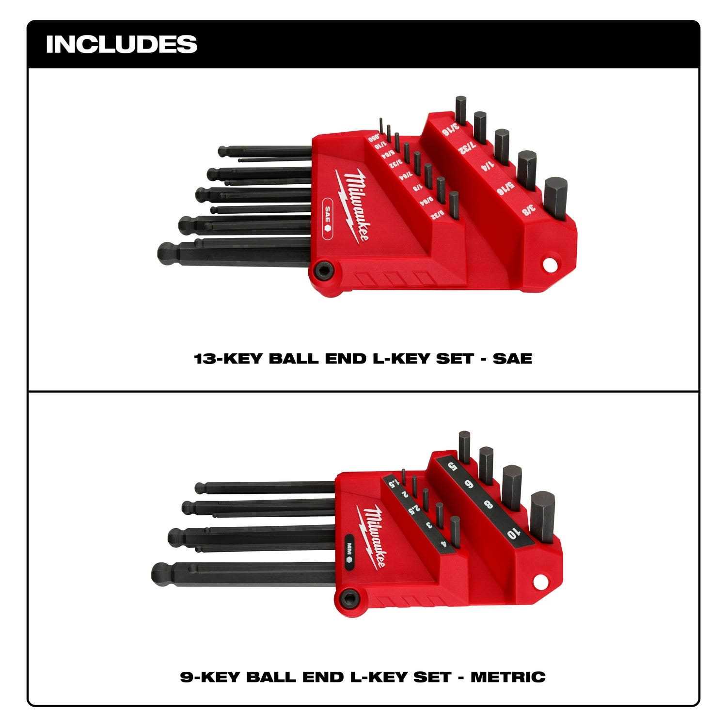 Milwaukee 48-22-2187 22-Key Ball End L-Key Set - Cheap Fitting