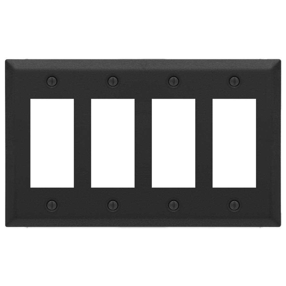 Amerelle Wall Plate Century Matte Black 1 gang Stamped Steel Rocker - Cheap Fitting
