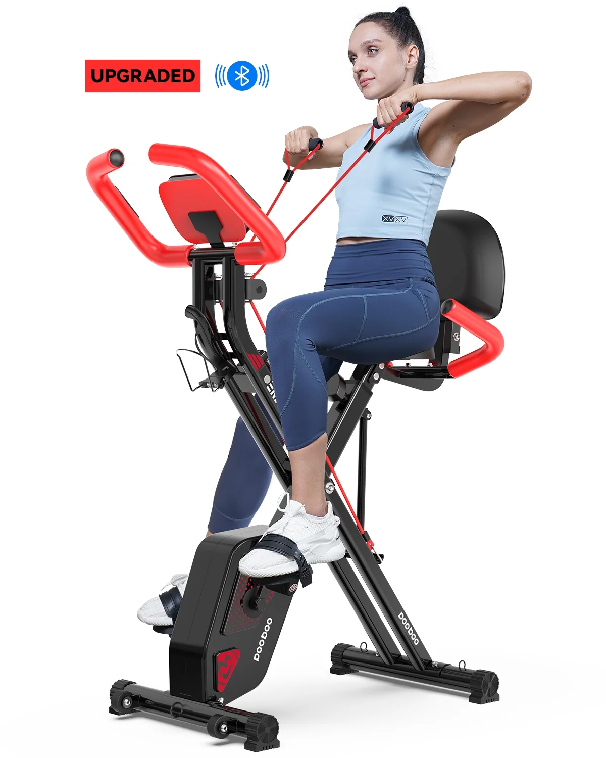 pooboo 3in1 Foldable Exercise Bike Indoor Cycling Bike Magnetic Stationary Bike Fitness Gym Workout 300lb - Cheap Fitting