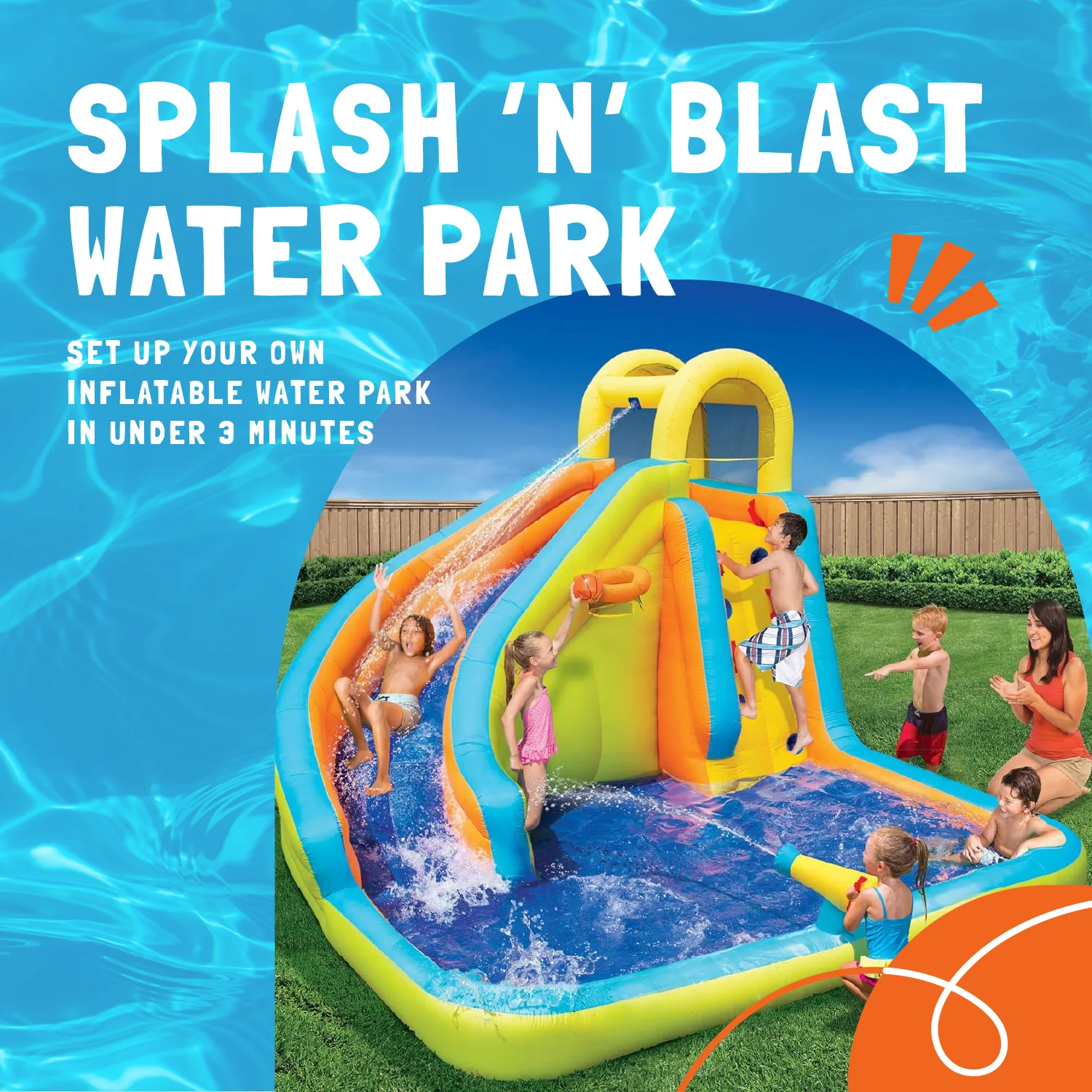 Banzai Splash 'N Blast Outdoor Backyard Inflatable Water Slide Splash Park - Cheap Fitting