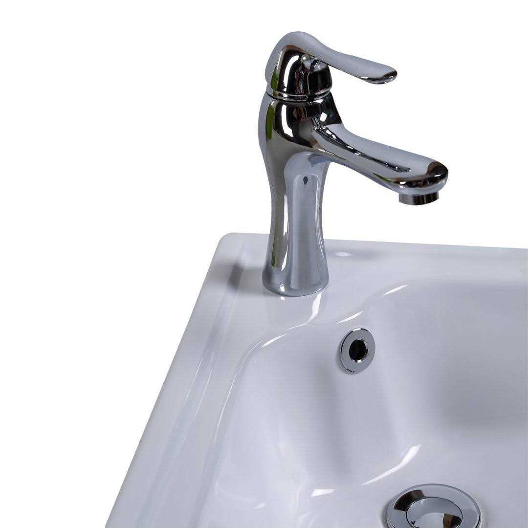 Renovators Supply Alexander II Modern White Corner Wall Mounted Bathroom Sink with Overflow - Cheap Fitting