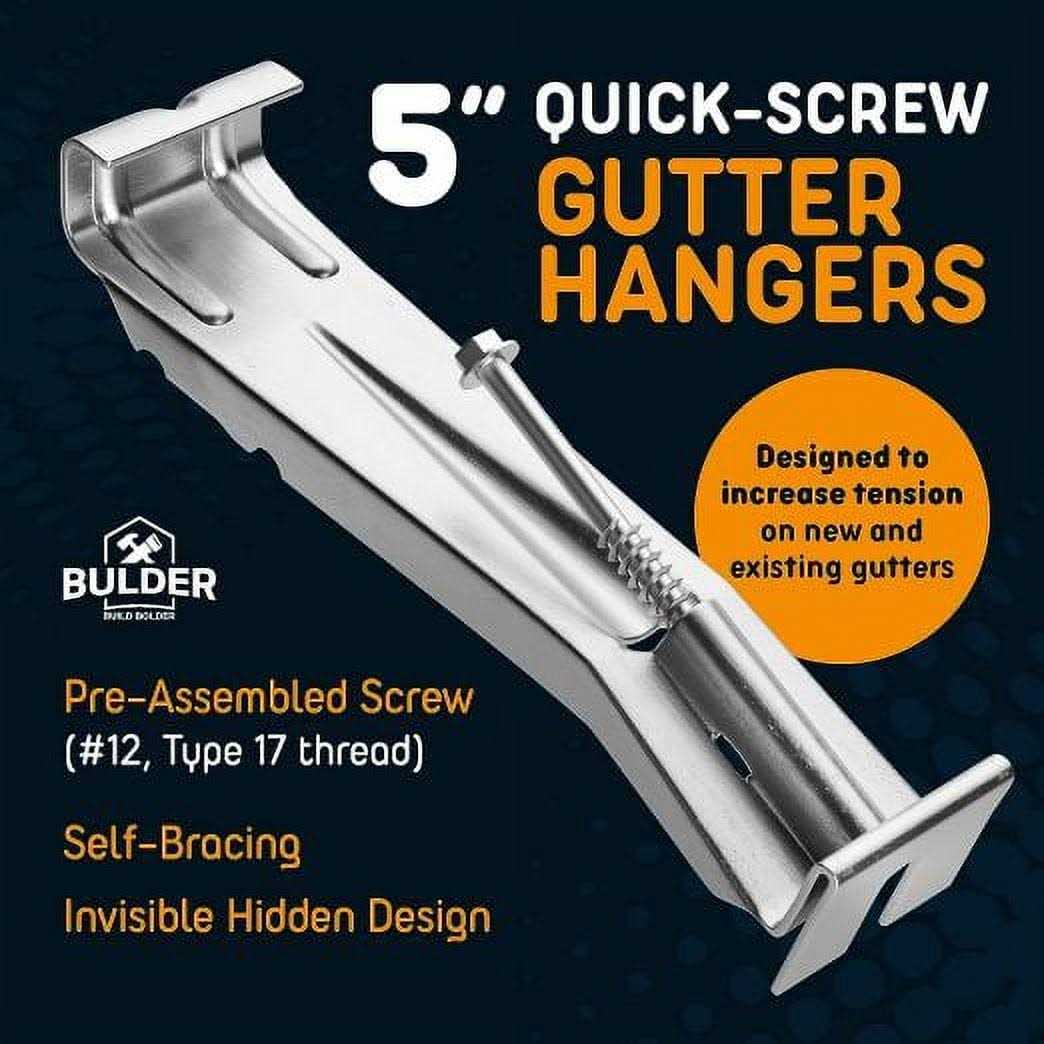 Bulder Quick Screw Gutter Hangers 5 Inch 5 Inch Gutter Clips with Bonus 6 Inch Drill Bit - Cheap Fitting