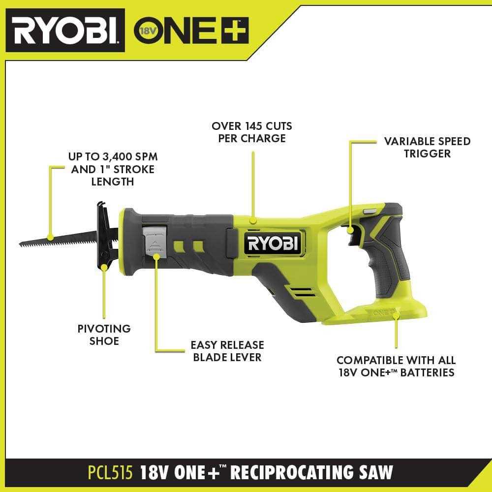 RYOBI ONE+ 18V Cordless Reciprocating Saw Kit with 4.0 Ah Battery and Charger - Cheap Fitting
