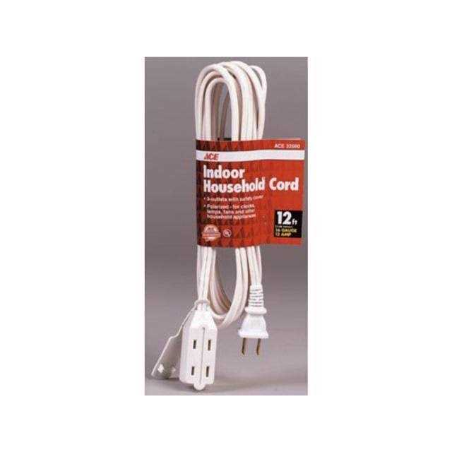 Ace Indoor White Extension Cord 16/2 SPT-2 - Cheap Fitting