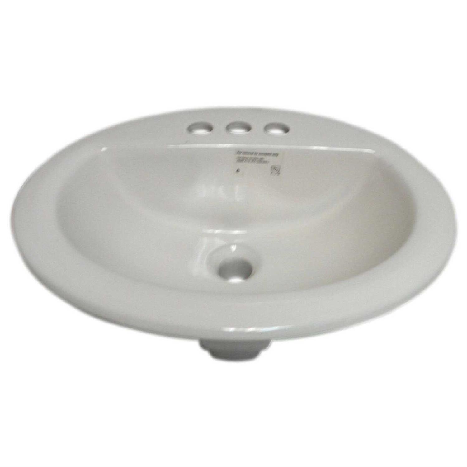 PROFLO White Drop-In Oval Transitional Bathroom Sink PF19164WH - Cheap Fitting