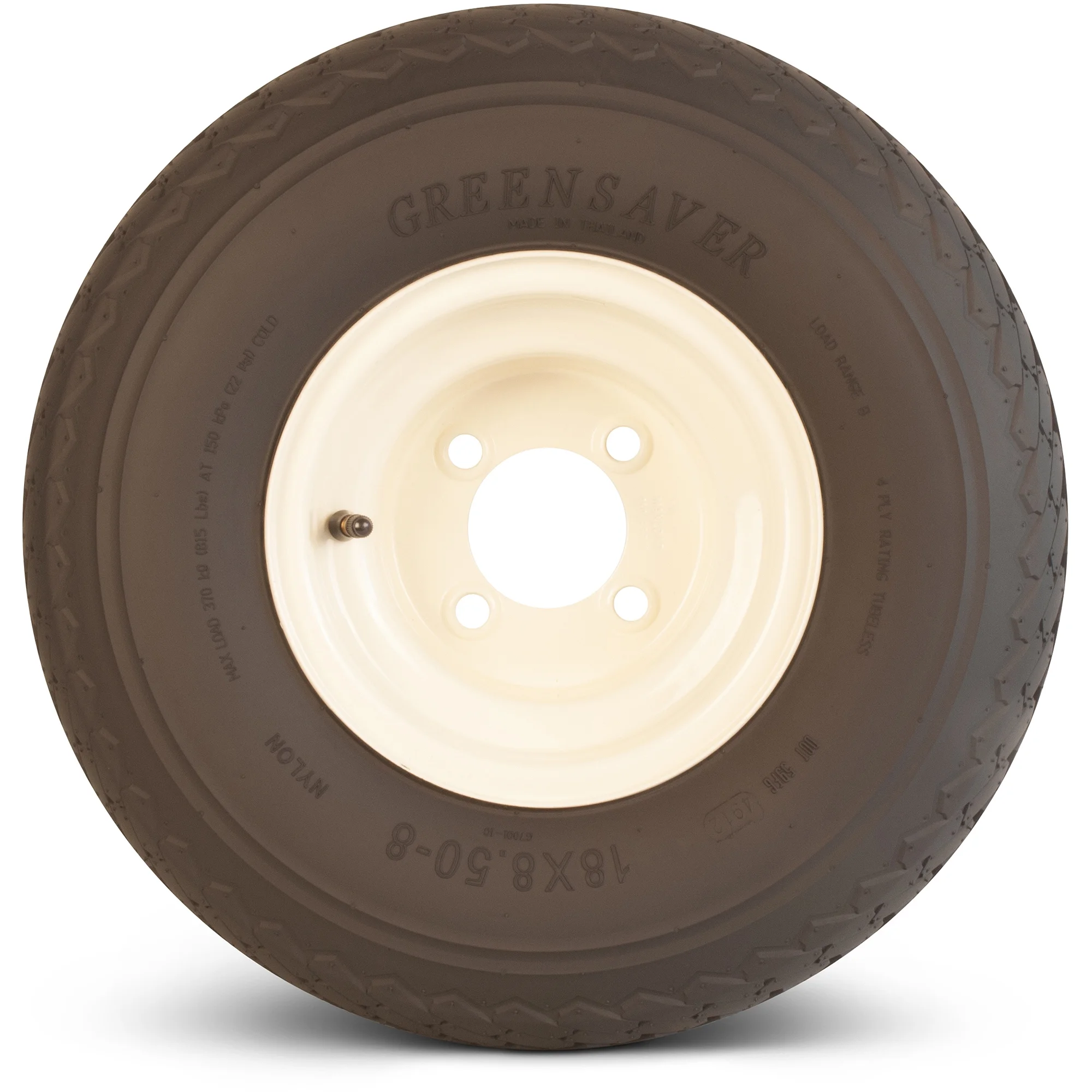 Greenball Greensaver 18X8.50-8 4 PR Golf Cart Tire and Wheel 4 lug Almond Color Wheel - Cheap Fitting