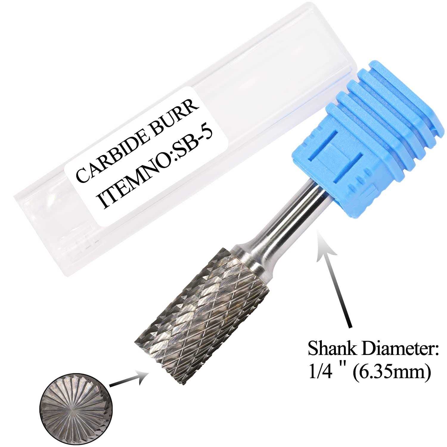 Sb-5 Tungsten Carbide Burr Rotary File Cylinder Shape Double Cut with 1/4”Shank for Die Grinder Drill Bit - Cheap Fitting
