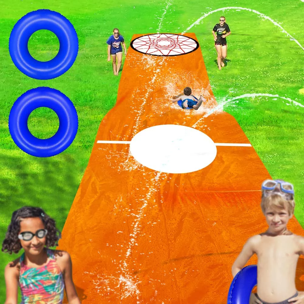 Terra Unique Slip Spray and Slide for Kids Adults Water Slide 33Ft x 5Ft, Sprinkler n Slides Waterslides Summer Toys Games with 2 Sliding Ring - Cheap Fitting