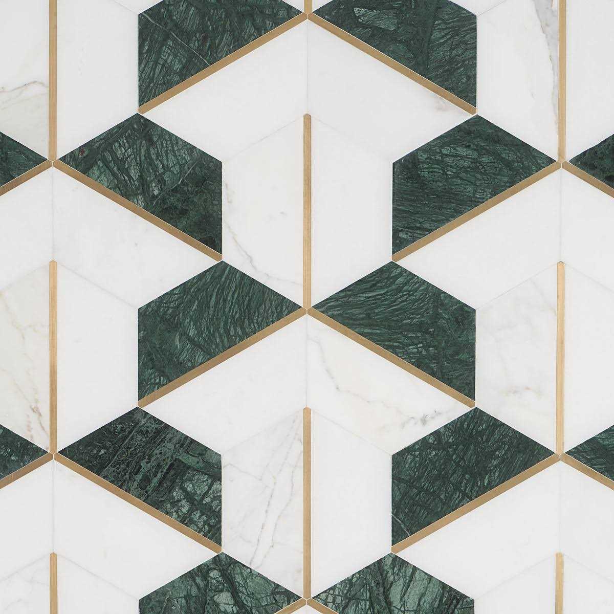 Ivy Hill Tile Timbira Polished Marble and Brass Wall Mosaic Tile - Cheap Fitting