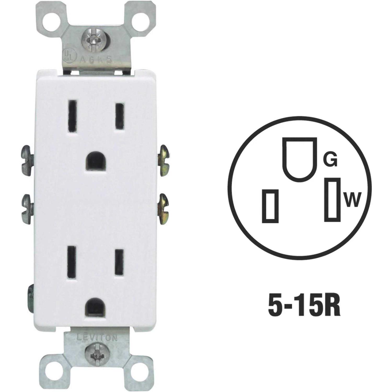 Leviton Decora Duplex Outlet White - Cheap Fitting