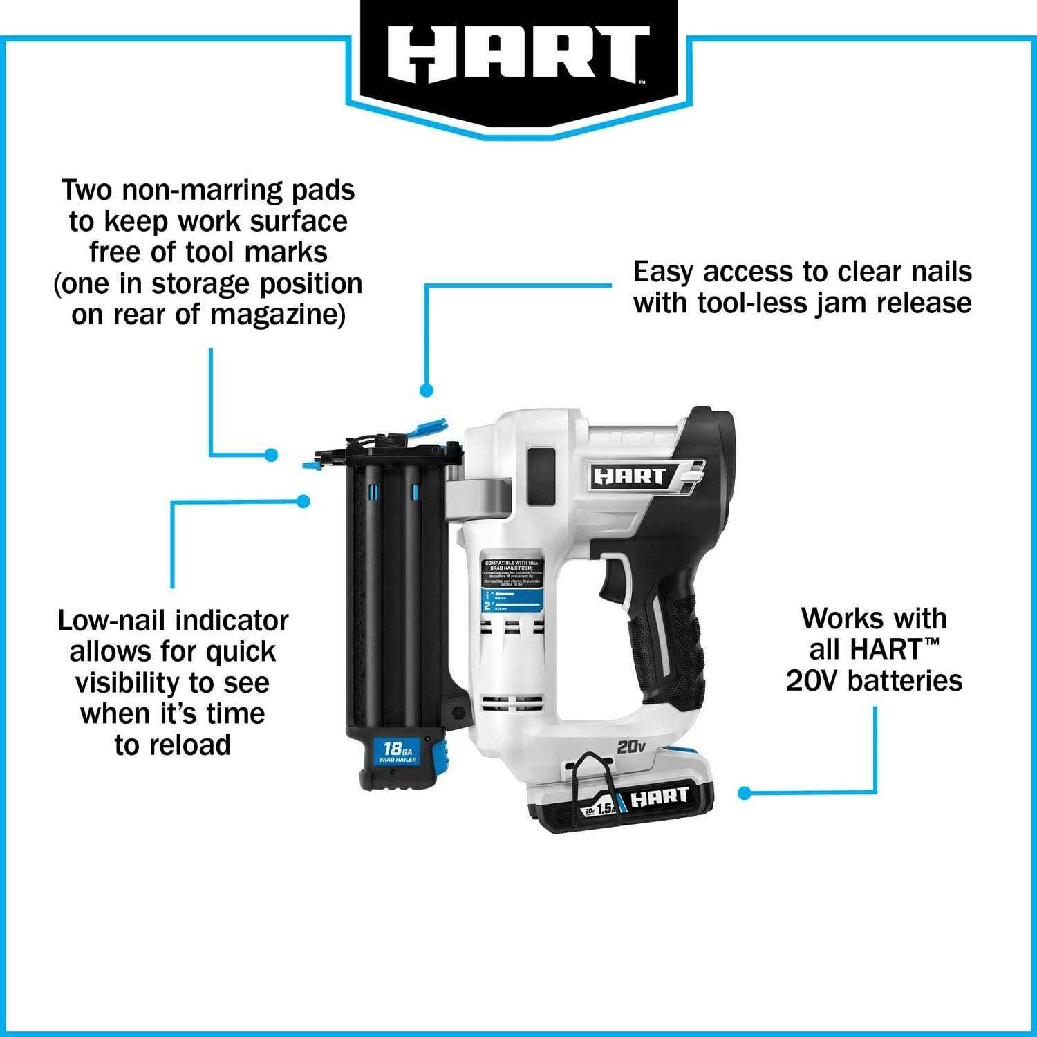 HART 20-Volt 18-Gauge 2-inch Brad Nail Gun - Cheap Fitting