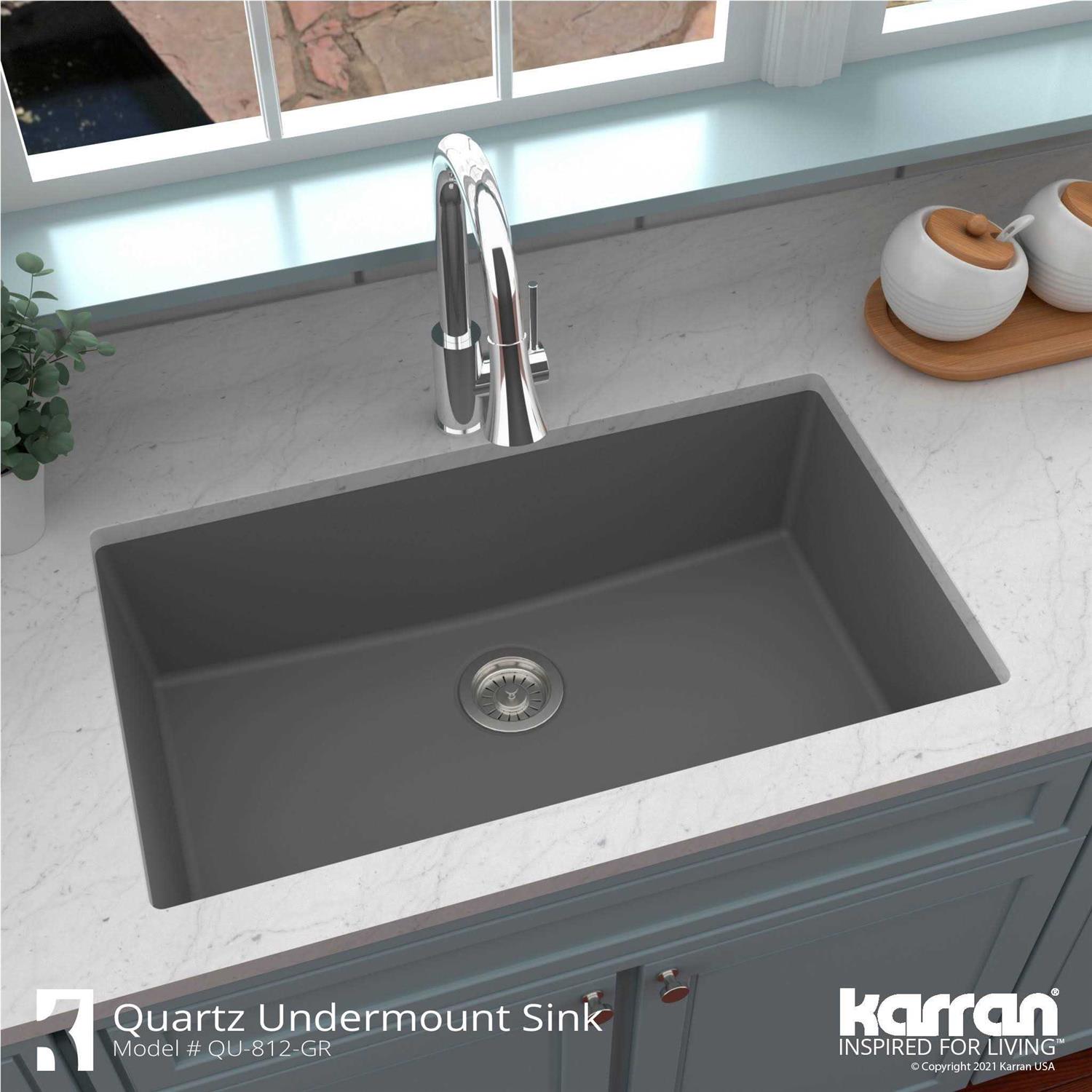 Karran QU 812 Quartz 32.5 in. Large Single Bowl Undermount Kitchen Sink QU-812 - Cheap Fitting