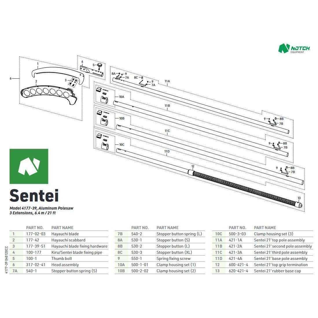 Notch Sentei 4-Section Telescoping Aluminum Polesaw - Cheap Fitting