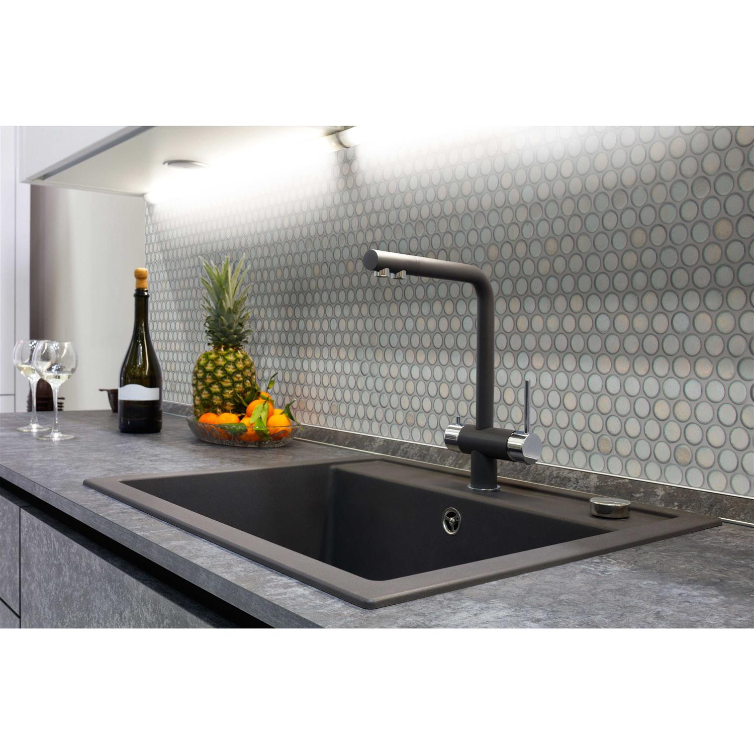 MSI Penny Round Nero 11.3 in. x 12.2 in. x Porcelain Mesh-Mounted Mosaic Tile - Cheap Fitting