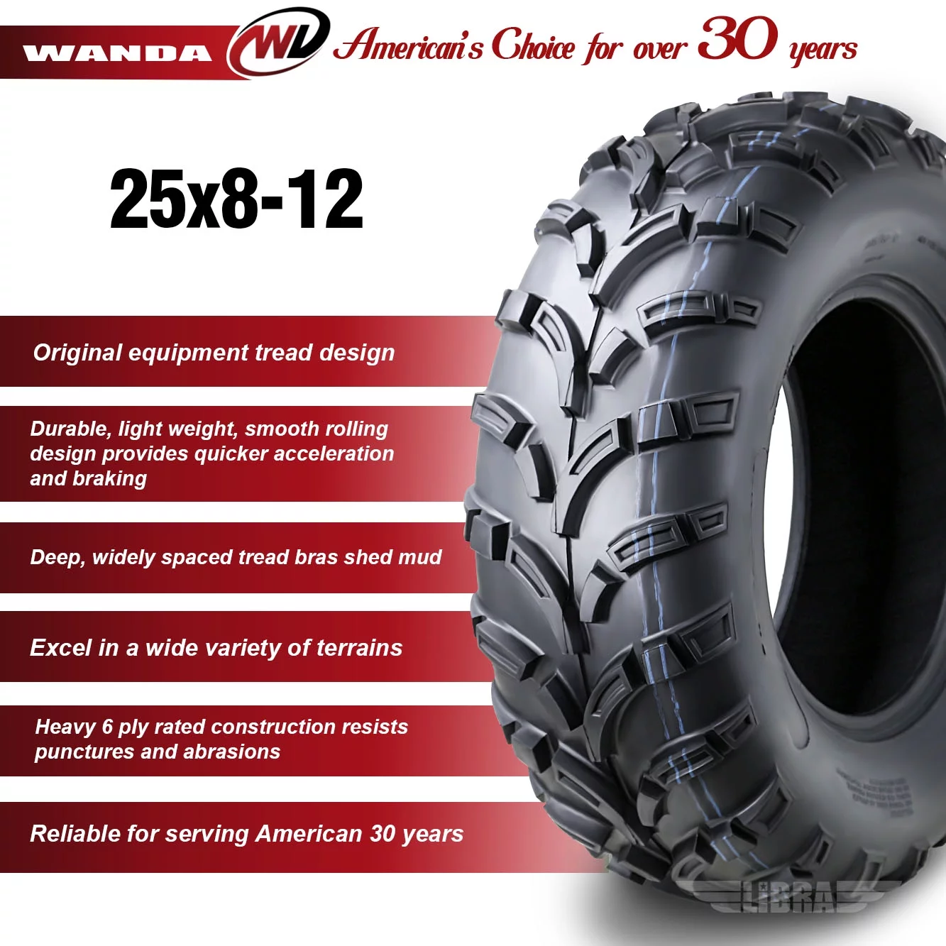 One New WANDA ATV Tire AT 25x8-12 25x8x12 /6PR P373 - 10243 - Cheap Fitting