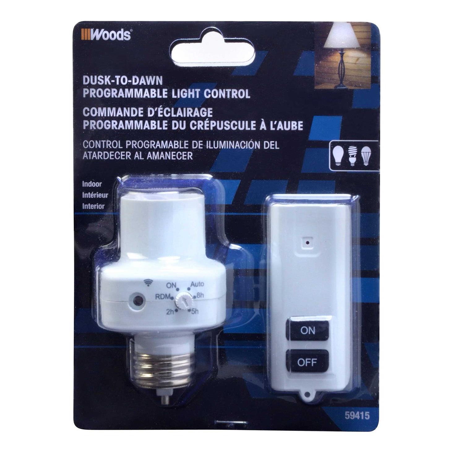 Woods Light Control Socket With Timed Photocell & Remote - Cheap Fitting