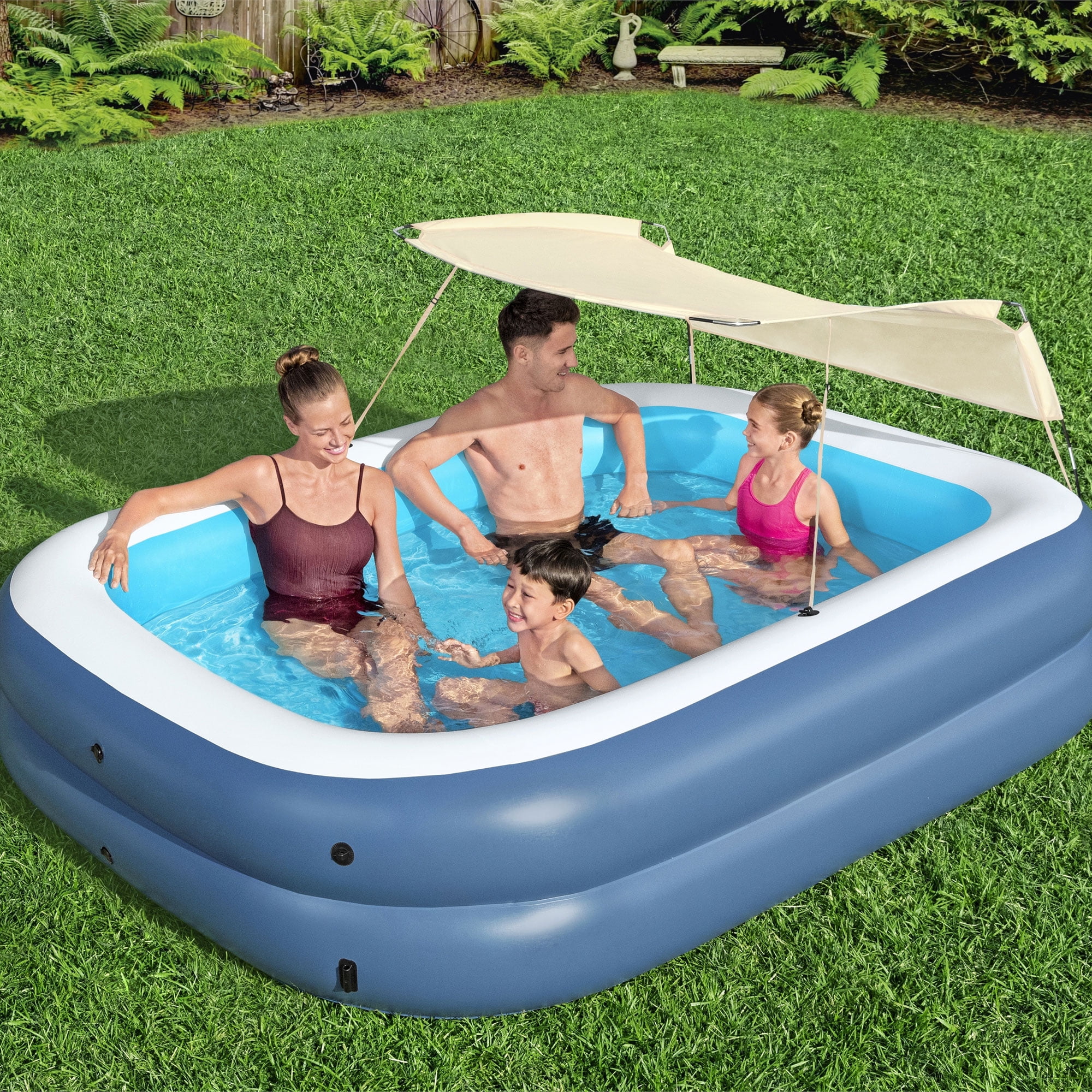 H2OGO! 8 Foot 4 Inch by 70 Inch Summer Bliss Shaded Inflatable Pool - Cheap Fitting