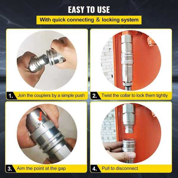 VEVOR Flat Face Hydraulic Couplers 1/2 in. Body 1/2 in. NPT Thread Skid Steer Connect Coupling 4061 PSI Hydraulic Fittings - Cheap Fitting