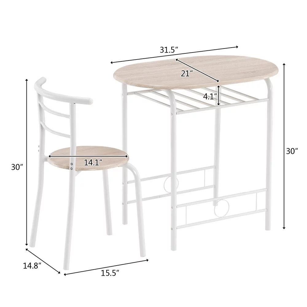 Ktaxon 3 Piece Dining Set Compact 2 Chairs and Table Set with Metal Frame Fire Wood and Black - Cheap Fitting