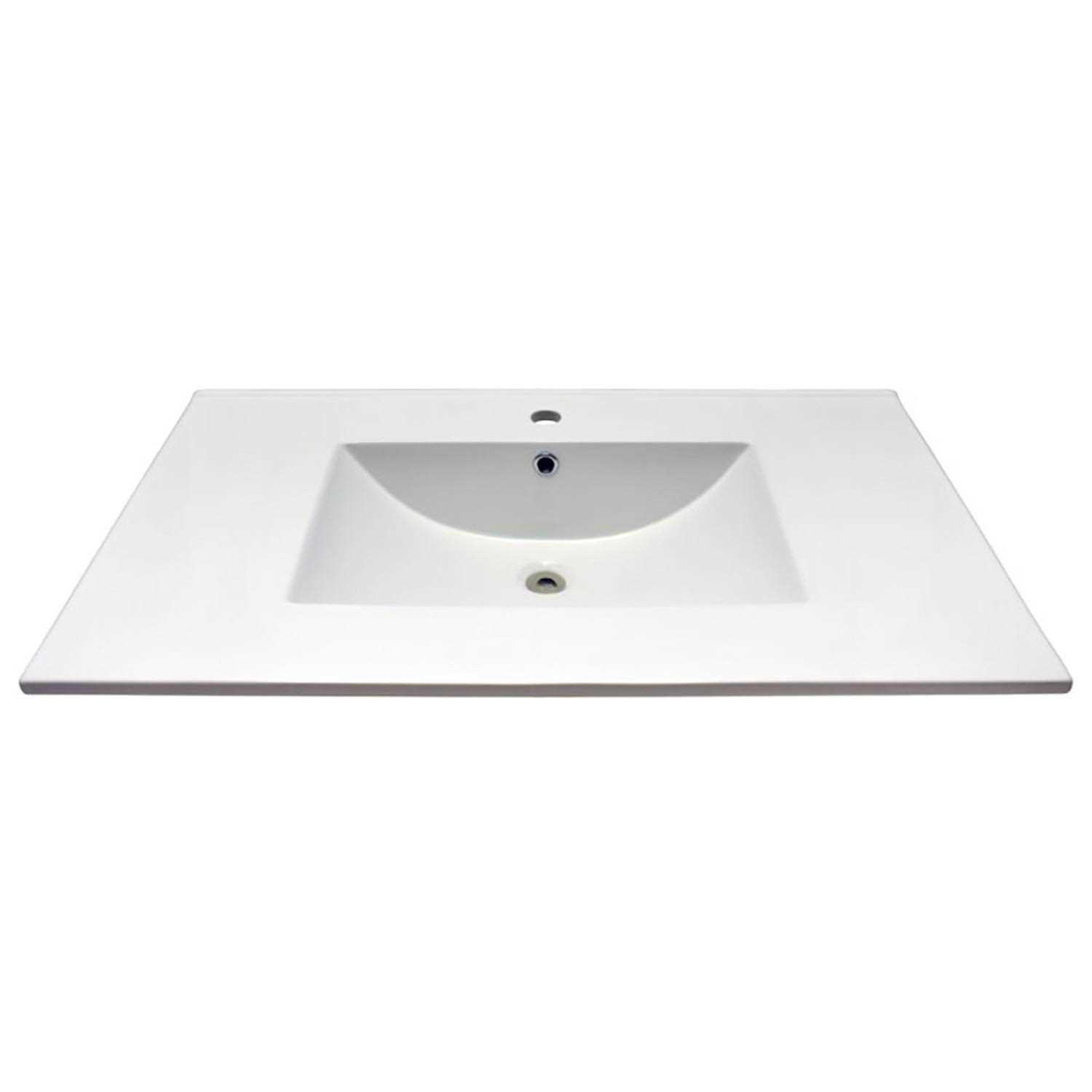 Saint Birch 36 White Ceramic Single Bathroom Vanity Top with Sink - Cheap Fitting
