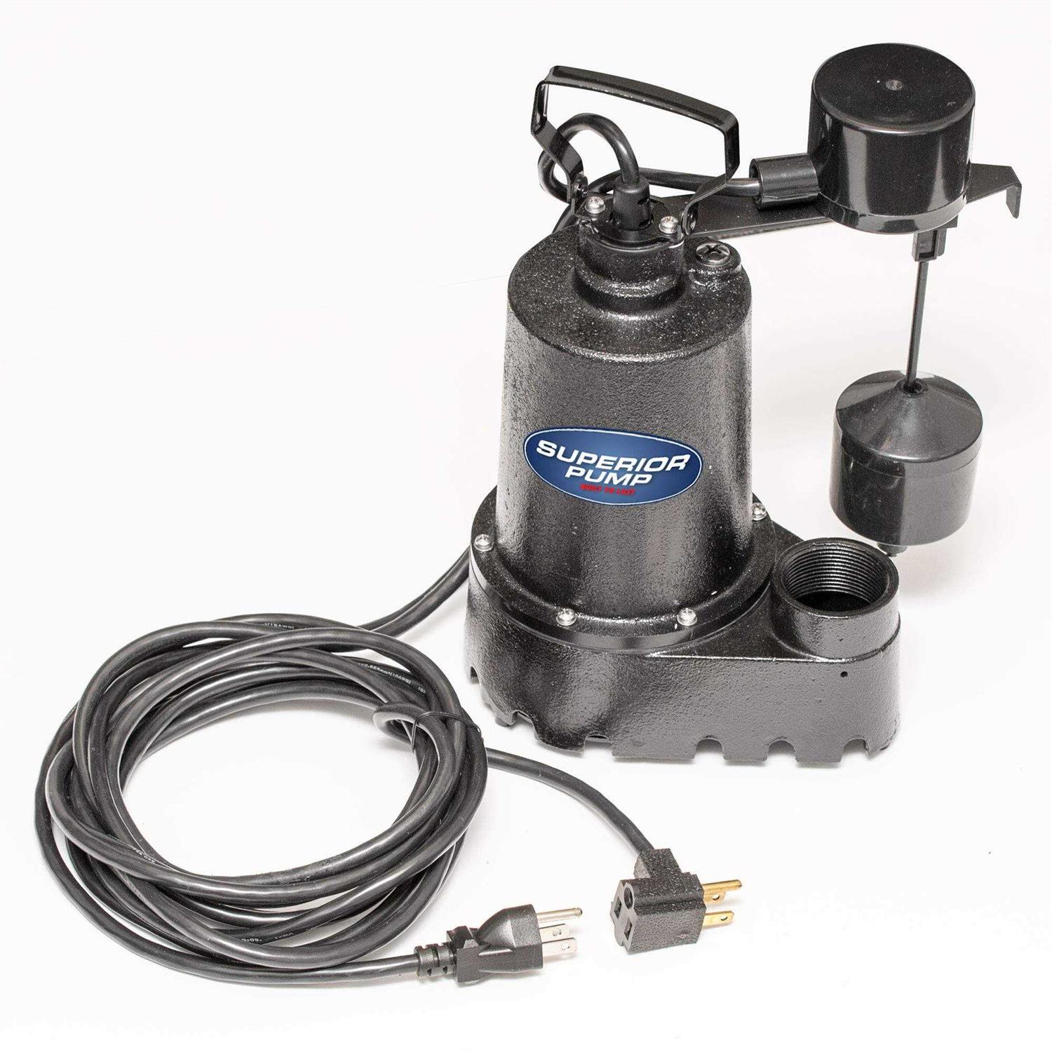 Superior Pump 92541 Sump Pump 1/2 HP Cast Iron - Cheap Fitting