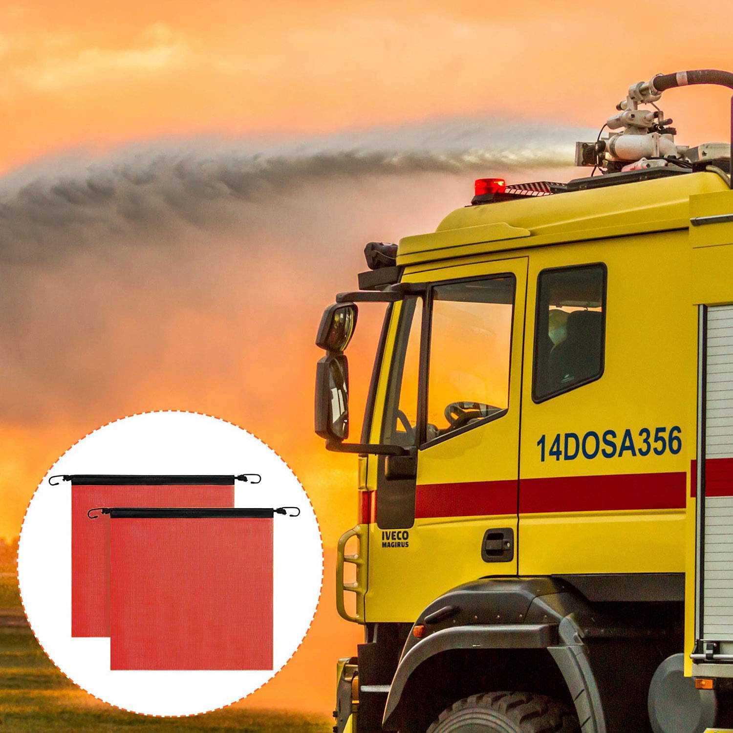 4 pcs Safety Flags for Trucks Warning Flag Safety Flag with Elastic Cord Safety Flag with Bungee Rope - Cheap Fitting