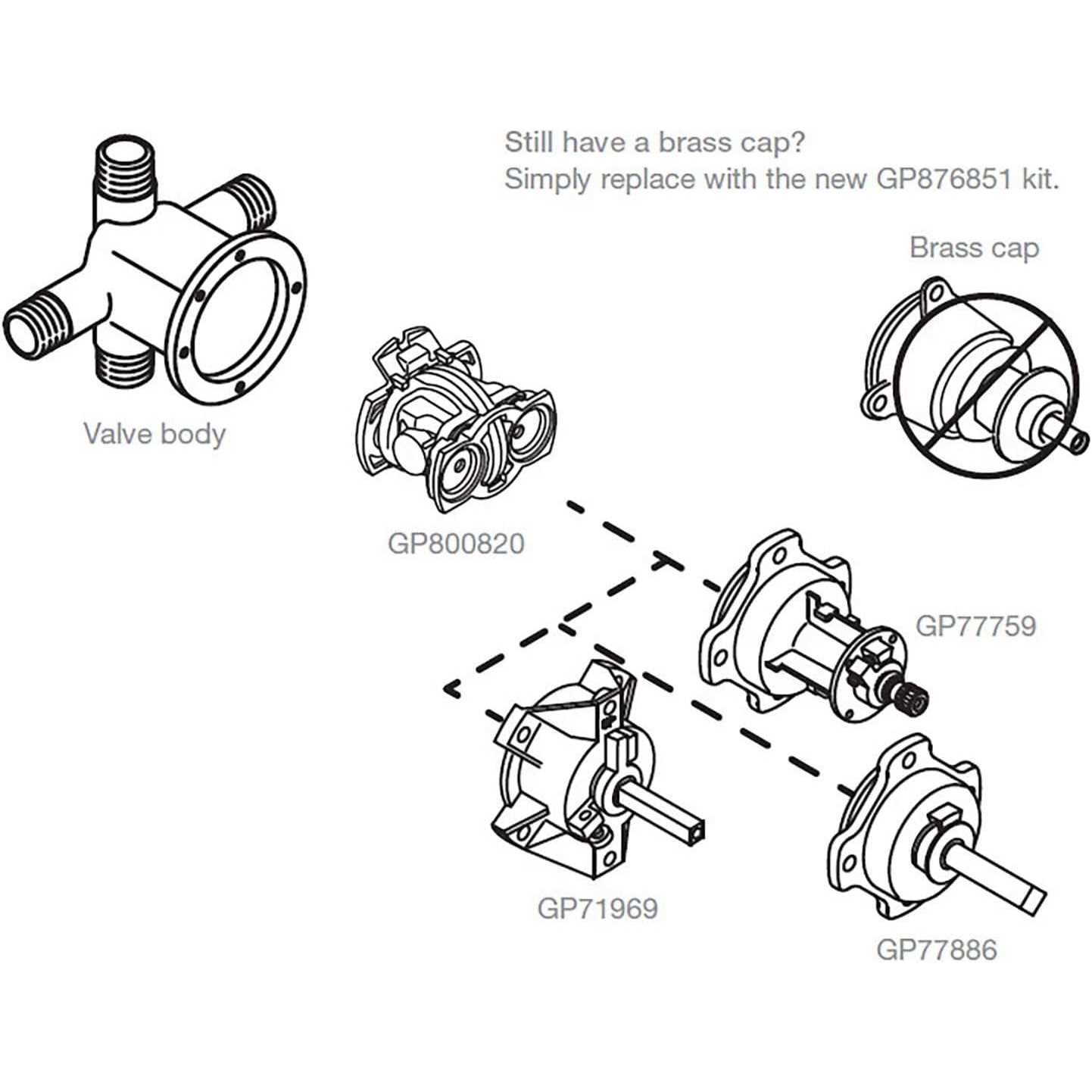 Kohler GP876851 Rite-Temp Mixer & Pressure-Balancing Unit Kit K-GP876851 - Cheap Fitting