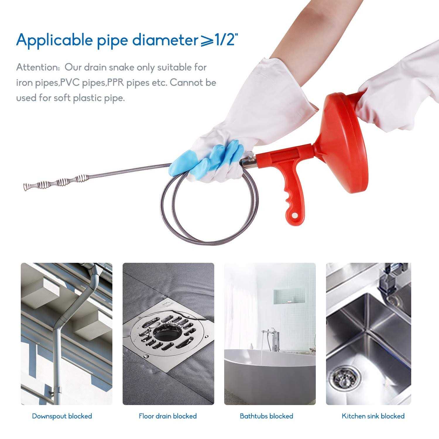 Plumbing Snake 16.4-FT Plumbing Cleaner for Kitchen - Cheap Fitting