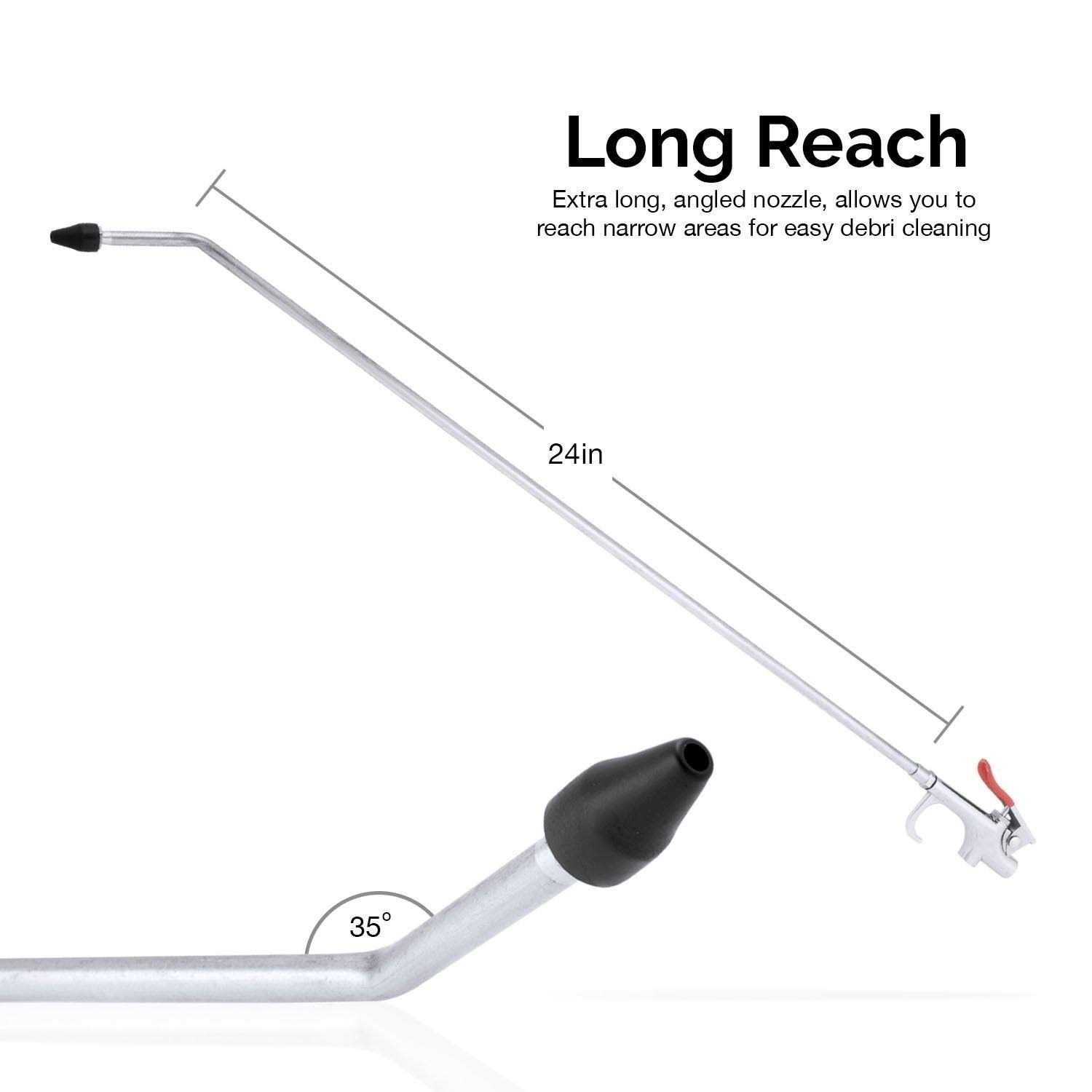 Hiltex 31111 Long Reach Pneumatic Air Blow Gun 24 Length 1/4 inch NPT Air Inlet - Cheap Fitting