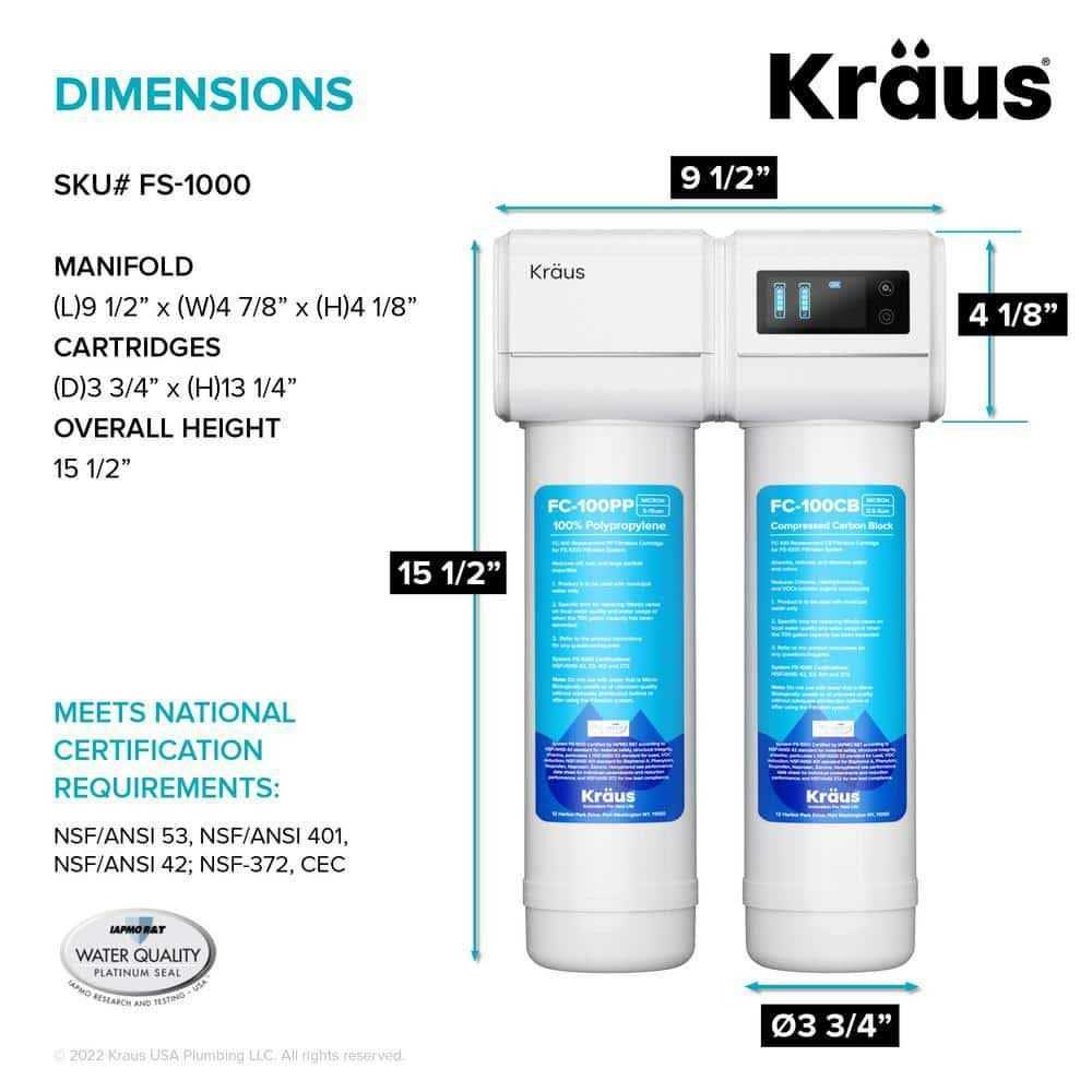 Kraus FS-1000-KFF-1691 Purita 2-Stage Under-Sink Filtration Britt 2-in-1 Pull-Down Single Handle Water Filter Kitchen Faucet - Cheap Fitting