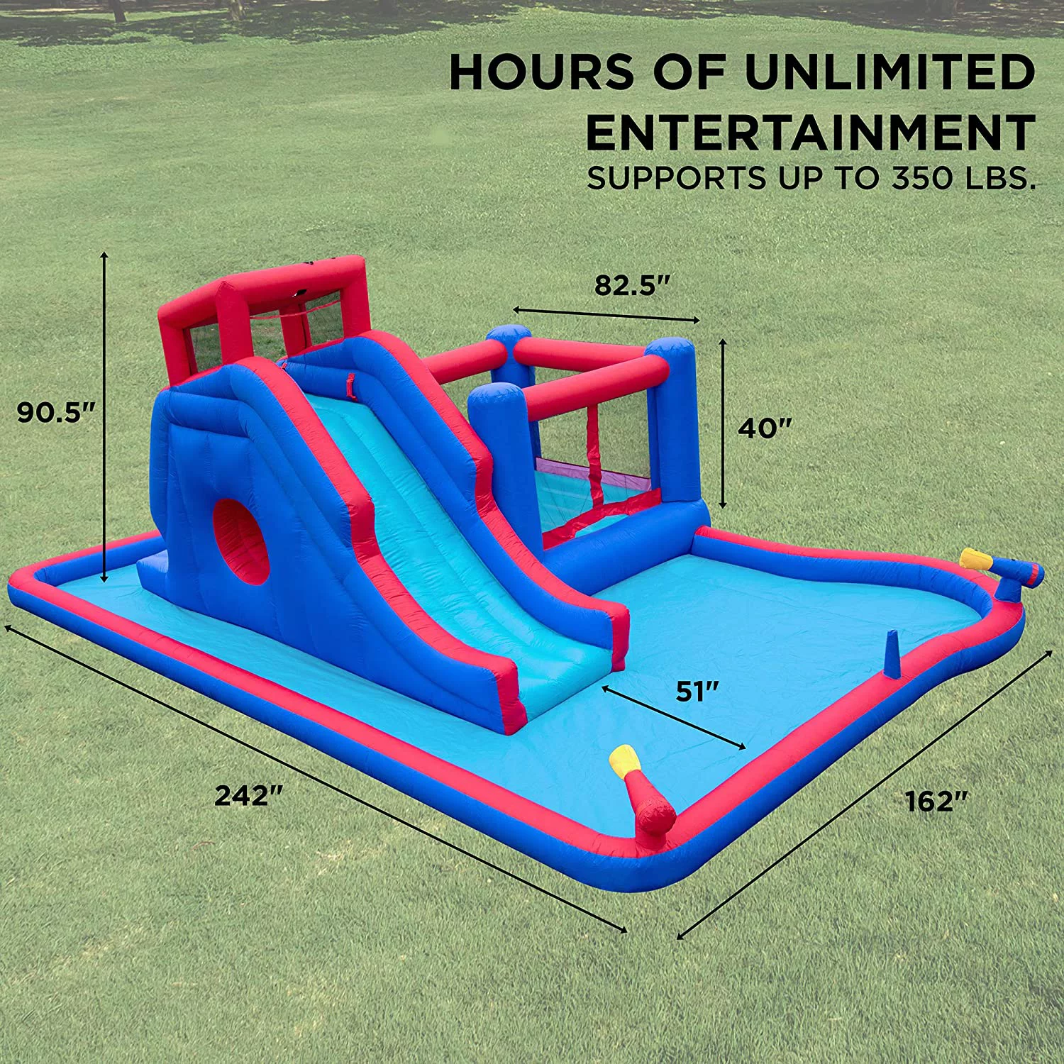 Sunny & Fun Inflatable Water Slide, Blow up Pool & Bounce House for Backyard - Cheap Fitting