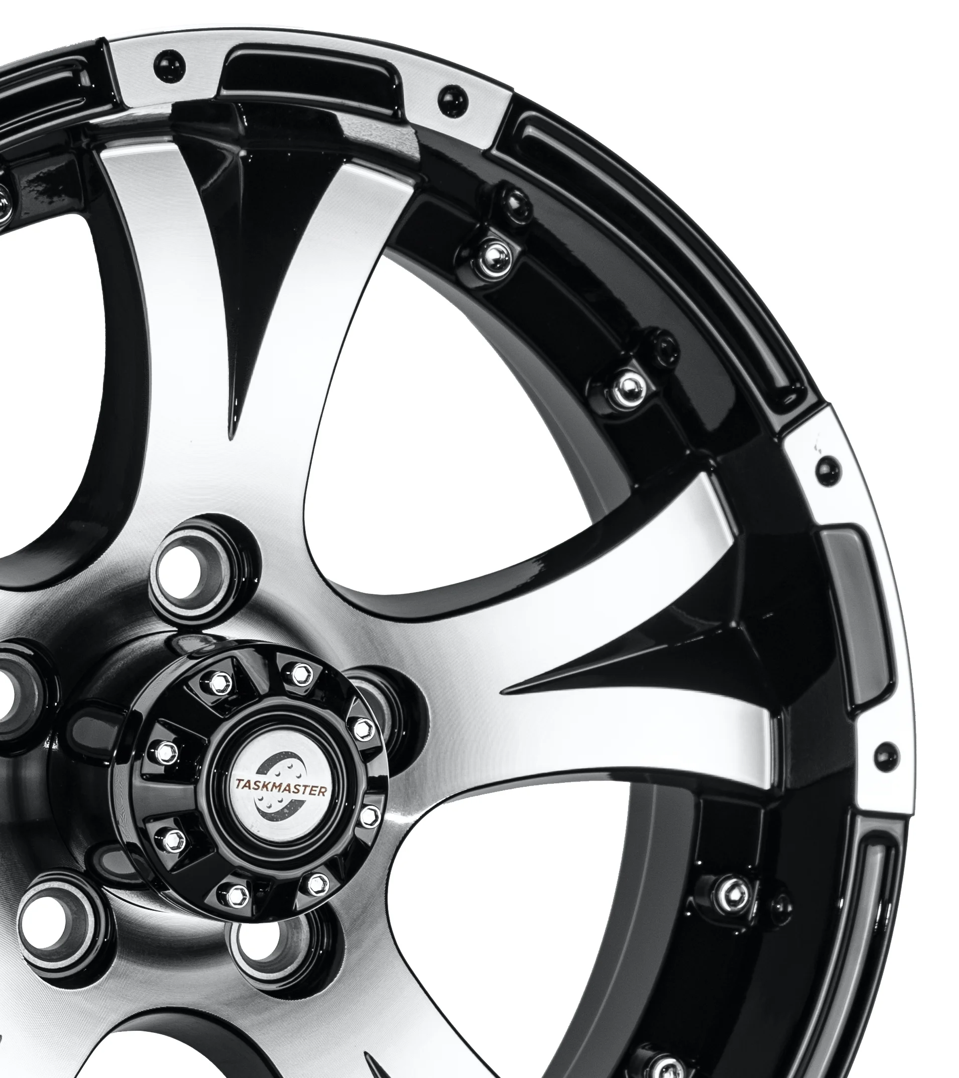 Viking Series Machined Lip and Face Gloss Black Aluminum Trailer Wheel with Black Cap - 15