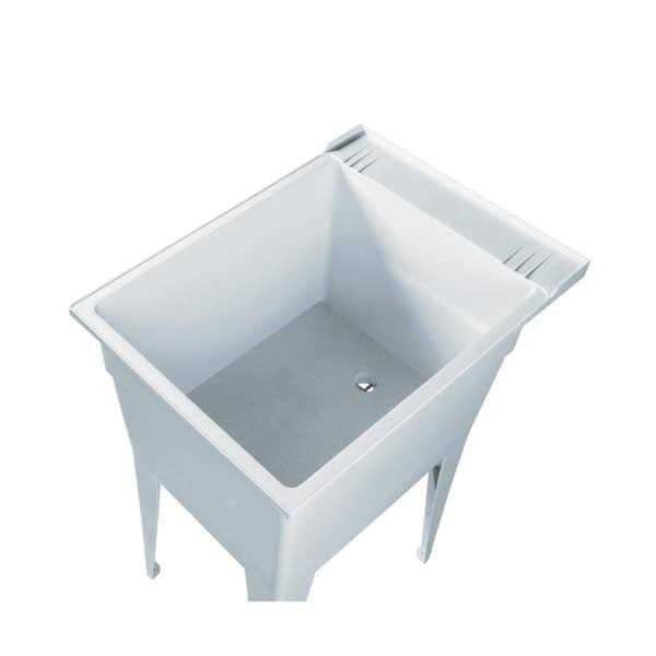 Rugged Tub 18 in. x 24 in. Polypropylene Granite Laundry Sink with 2 Hdl Non Metallic Pullout Faucet and Installation Kit - Cheap Fitting