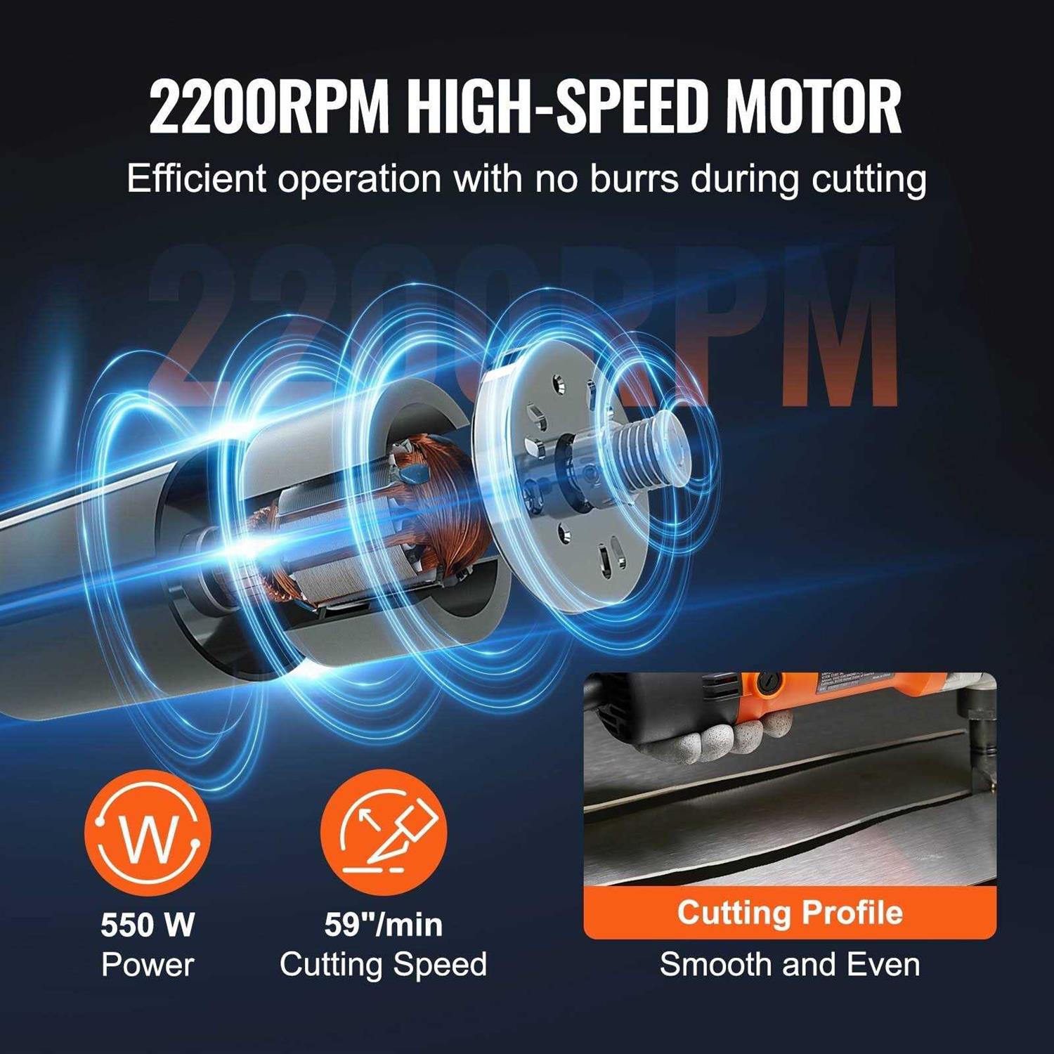 VEVOR Sheet Metal Nibbler 550W Powerful 2200 RPM High Speed 360 Degree Rotation Electric Nibbler Metal Cutter Straight Curve and Circle Cutting - Cheap Fitting