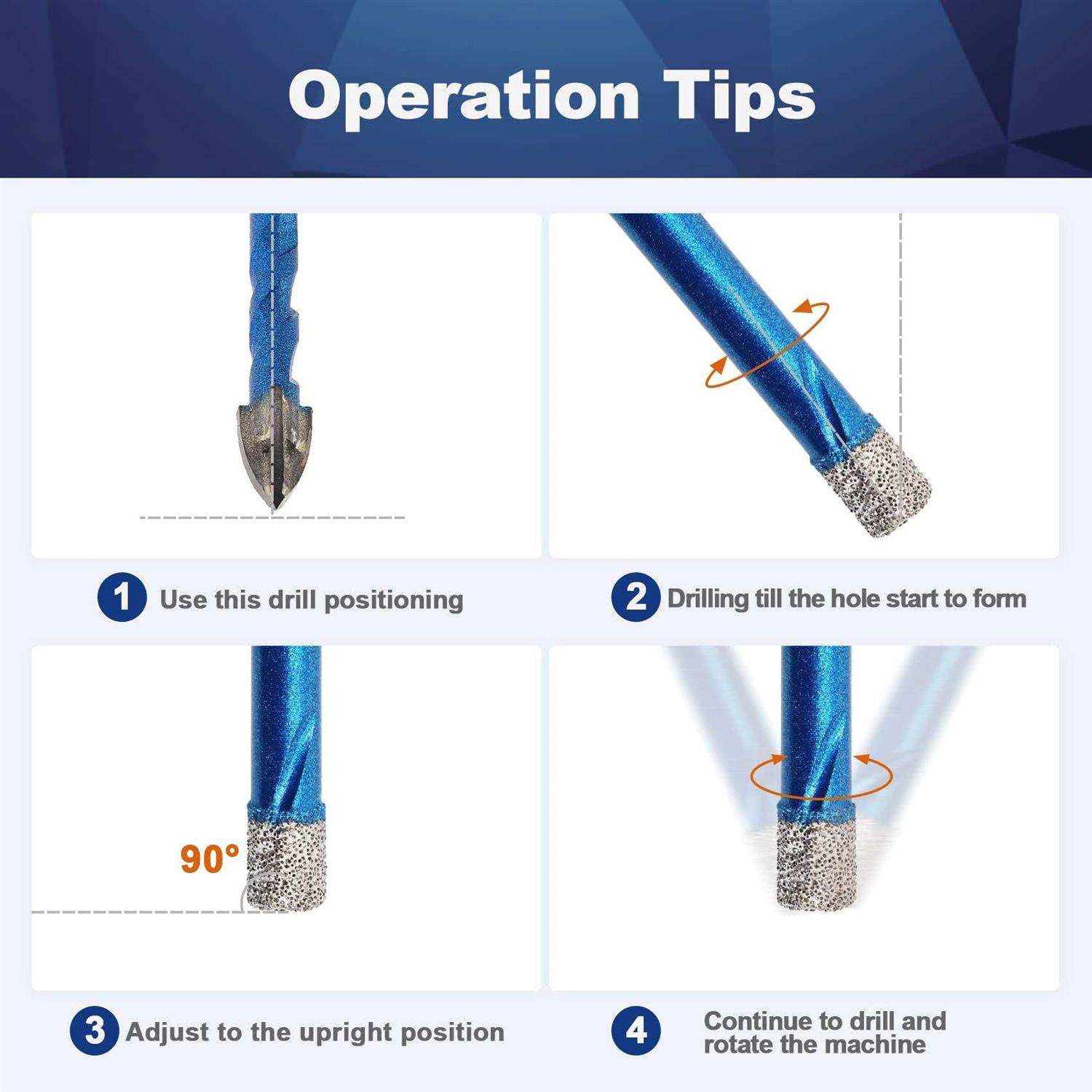 Diamond Drill Bit BRSCHNITT 1/4 inch Masonry Drill Bits Set for Porcelain Tile Ceramic Stone Granite Marble,Hex Shank Diamond Hole Saw Drill Bit - Cheap Fitting