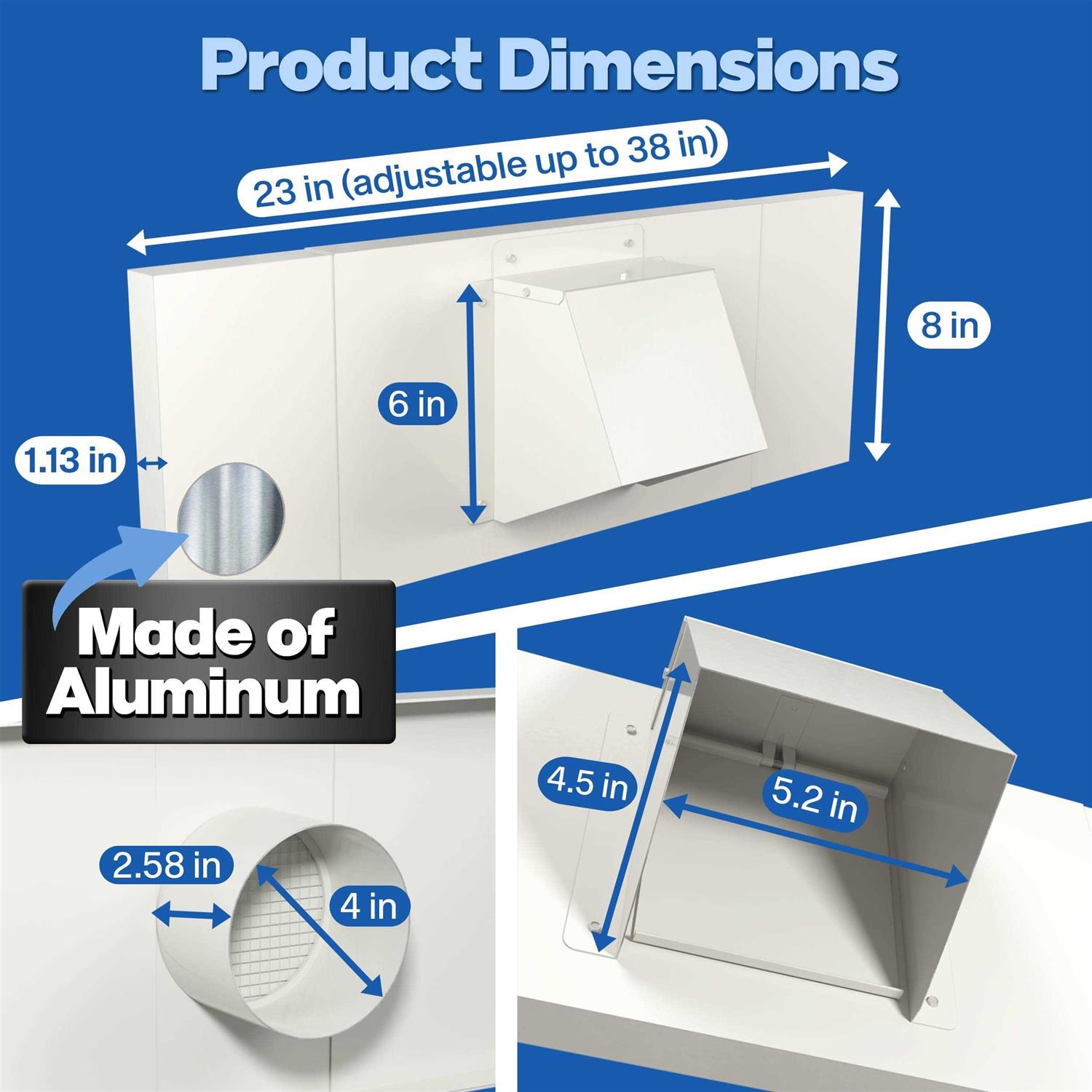Aluminum Window Dryer Vent 4 inch Window Vent - Cheap Fitting