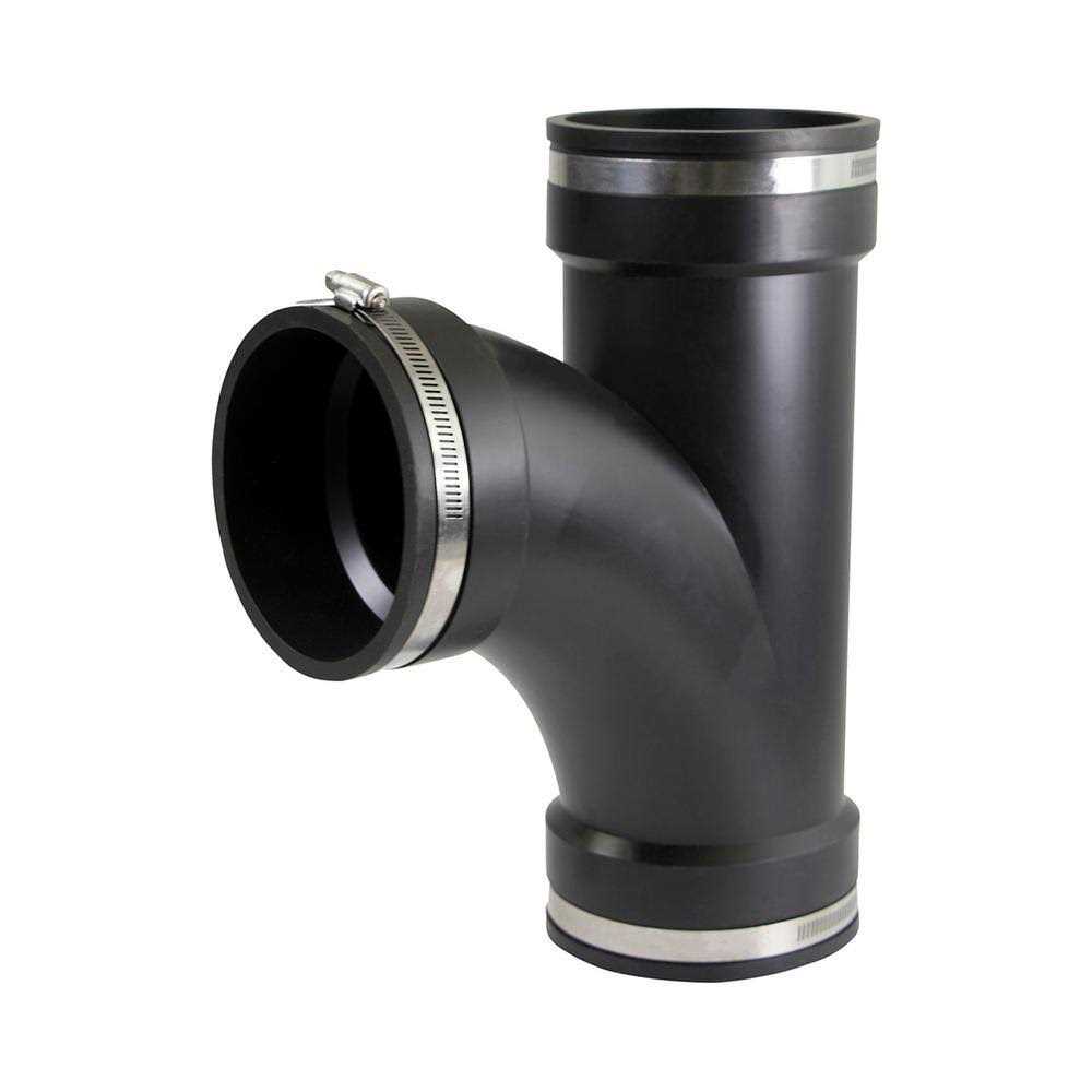 The Plumber’s Choice 4 in. PVC Flexible Tee Coupling with Stainless Steel Clamps - Cheap Fitting