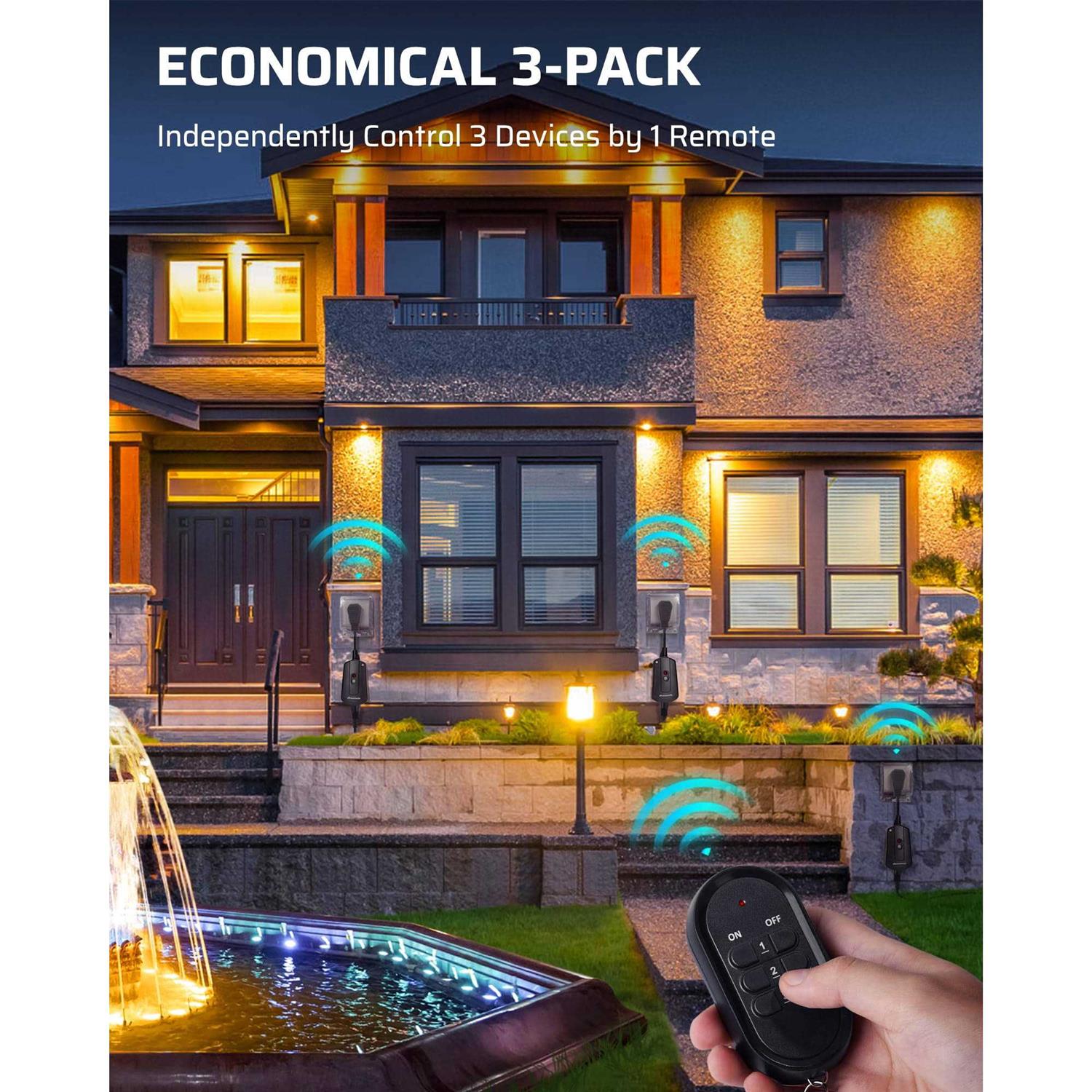 Dewenwils Outdoor Indoor Wireless Remote Control Outlet Kit Waterproof Electrical Plug In Remote Light Switch - Cheap Fitting