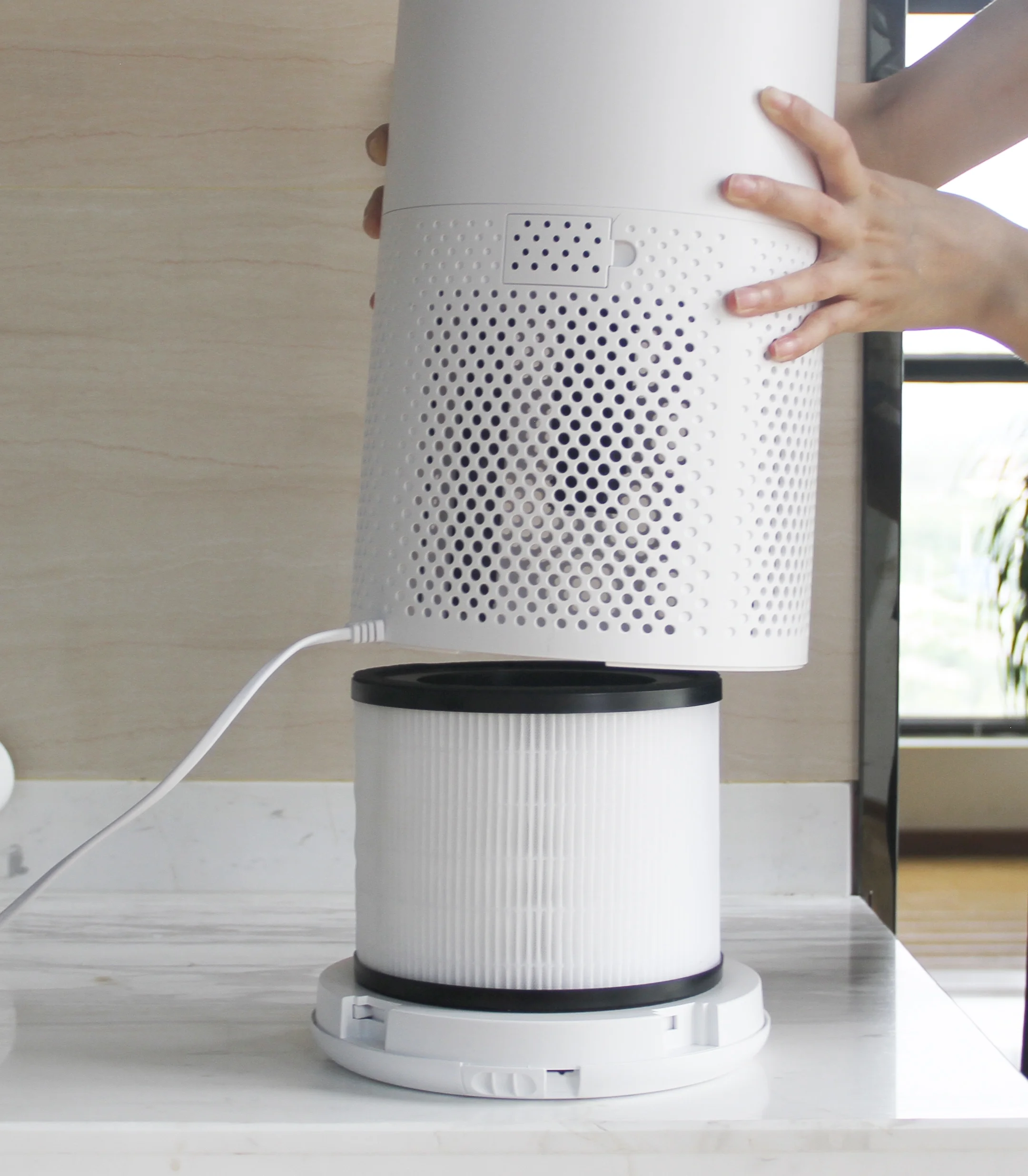 Crane True HEPA Tower Air Purifier with UV Light, 500 Sq Feet Coverage, Multiple Functions, White - Cheap Fitting