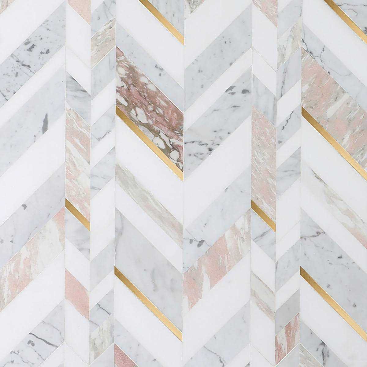 Tyra 11.81 in. x 18.89 in. Polished Marble and Brass Wall Mosaic Tile Ivy Hill Tile - Cheap Fitting